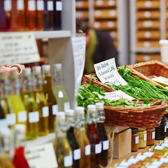 Image of items for sale in a farm shop